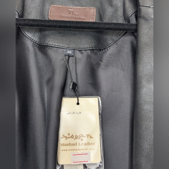 NWT Mashad Leather Patchwork Real Leather Coat. Black, Blue, Cream Brown Size 38 - Picture 3 of 7